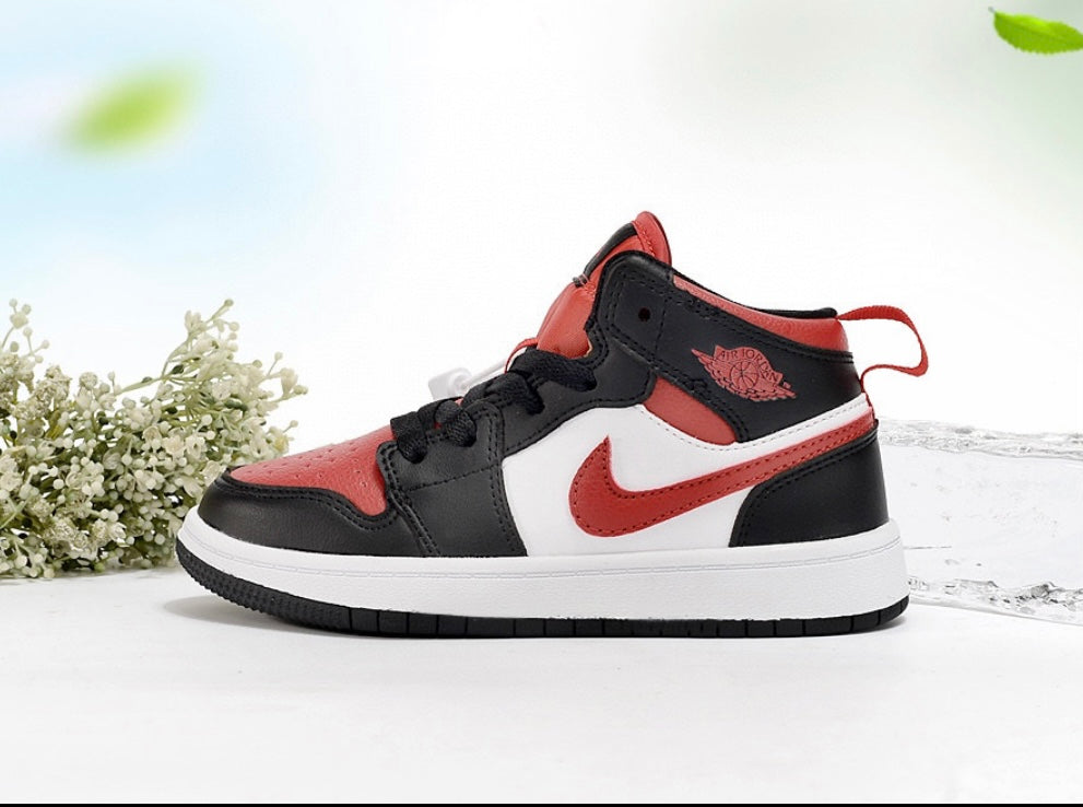 Kids Red And Black J1 High Tops