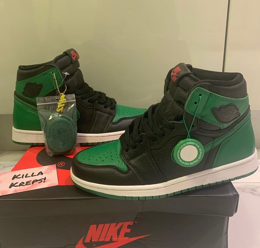 Fake pine green jordan clearance 1