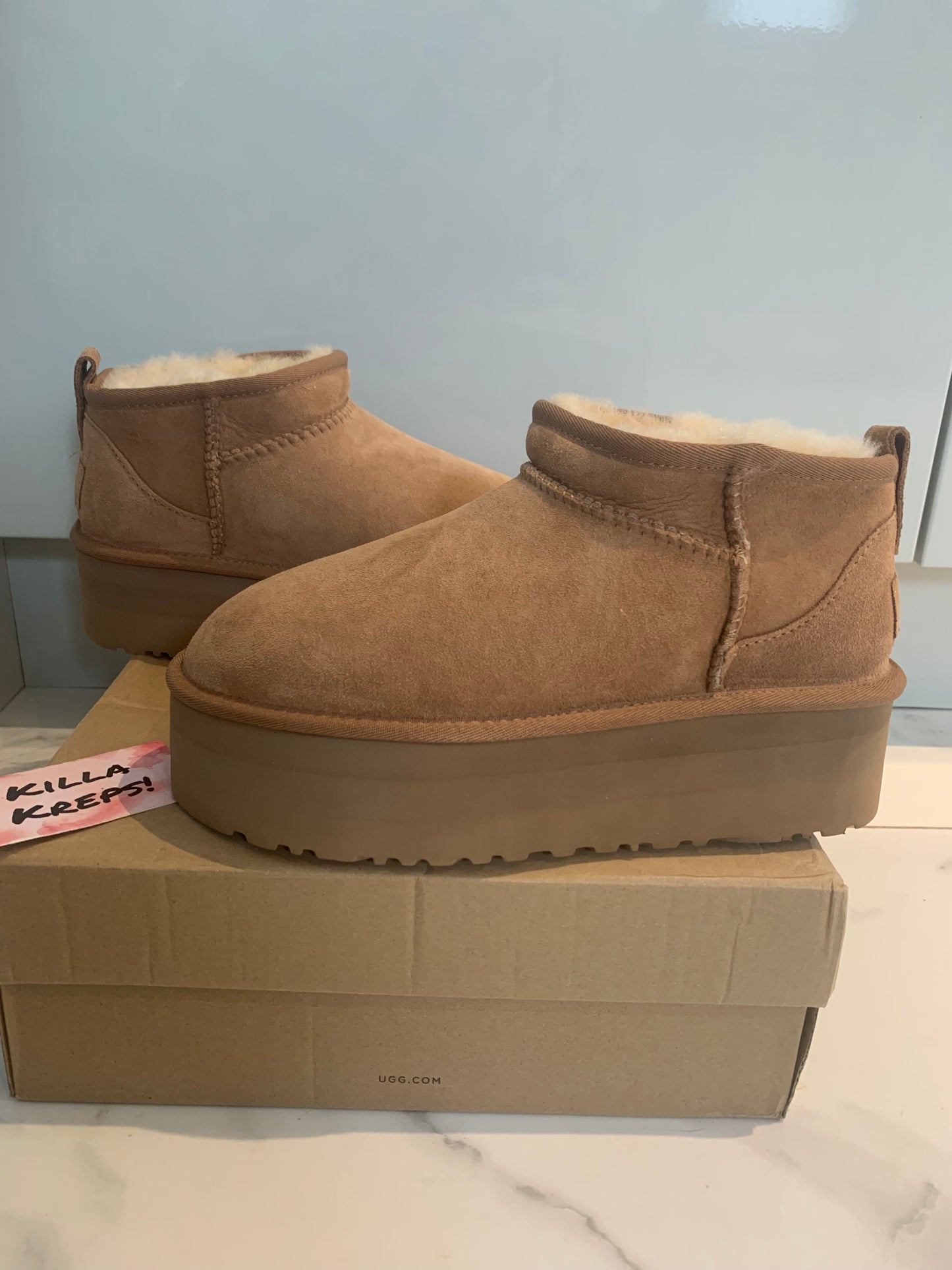 Tan Classic Ultra Mini Platform Boots