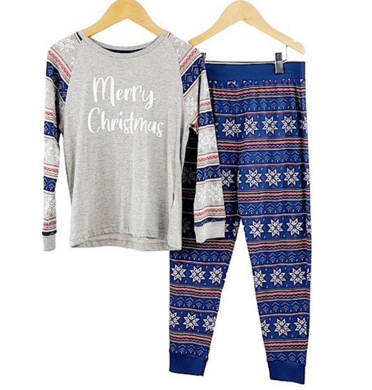 Kids Blue And Grey Fairisle Christmas Pyjamas