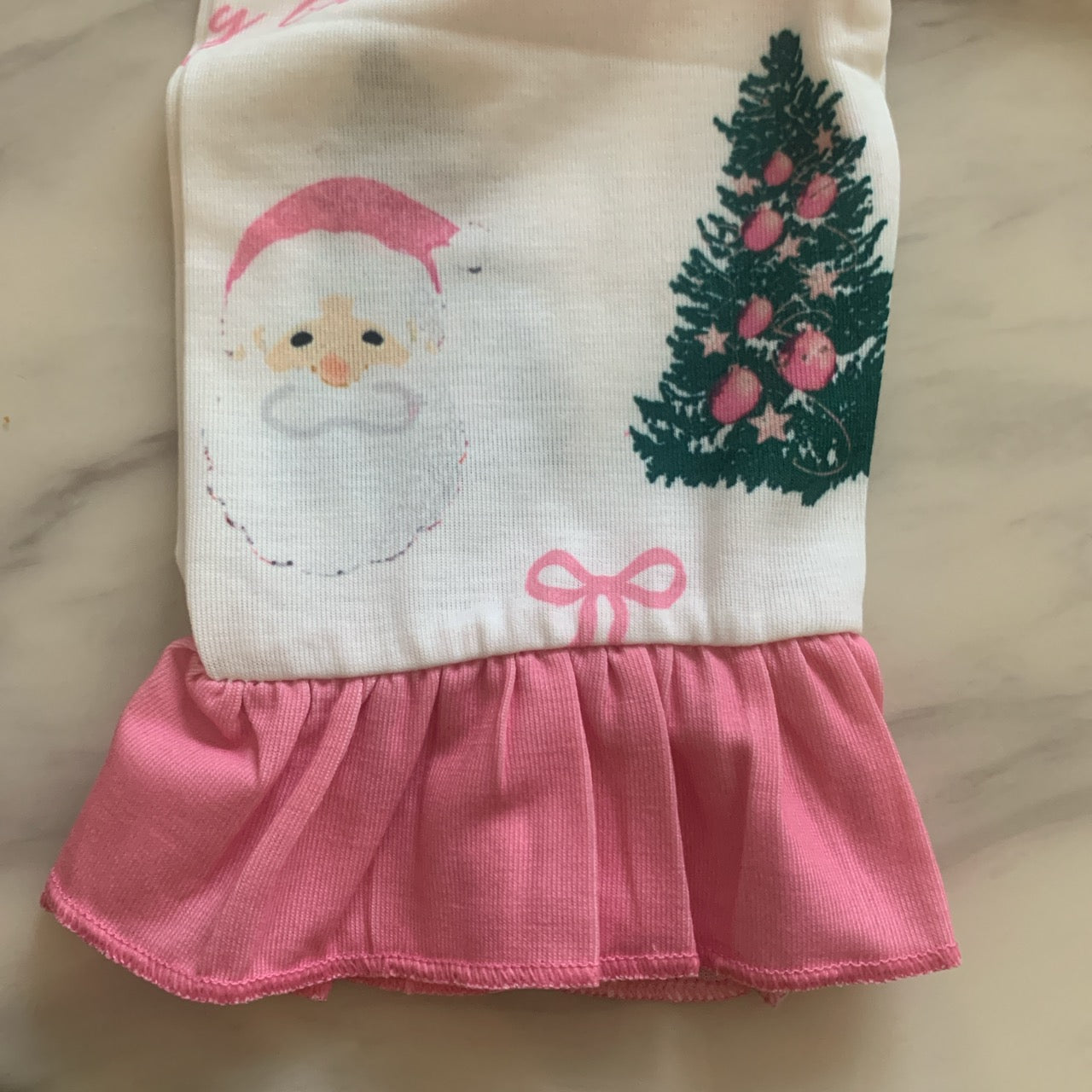 Girls Pink Frill Christmas Pyjamas