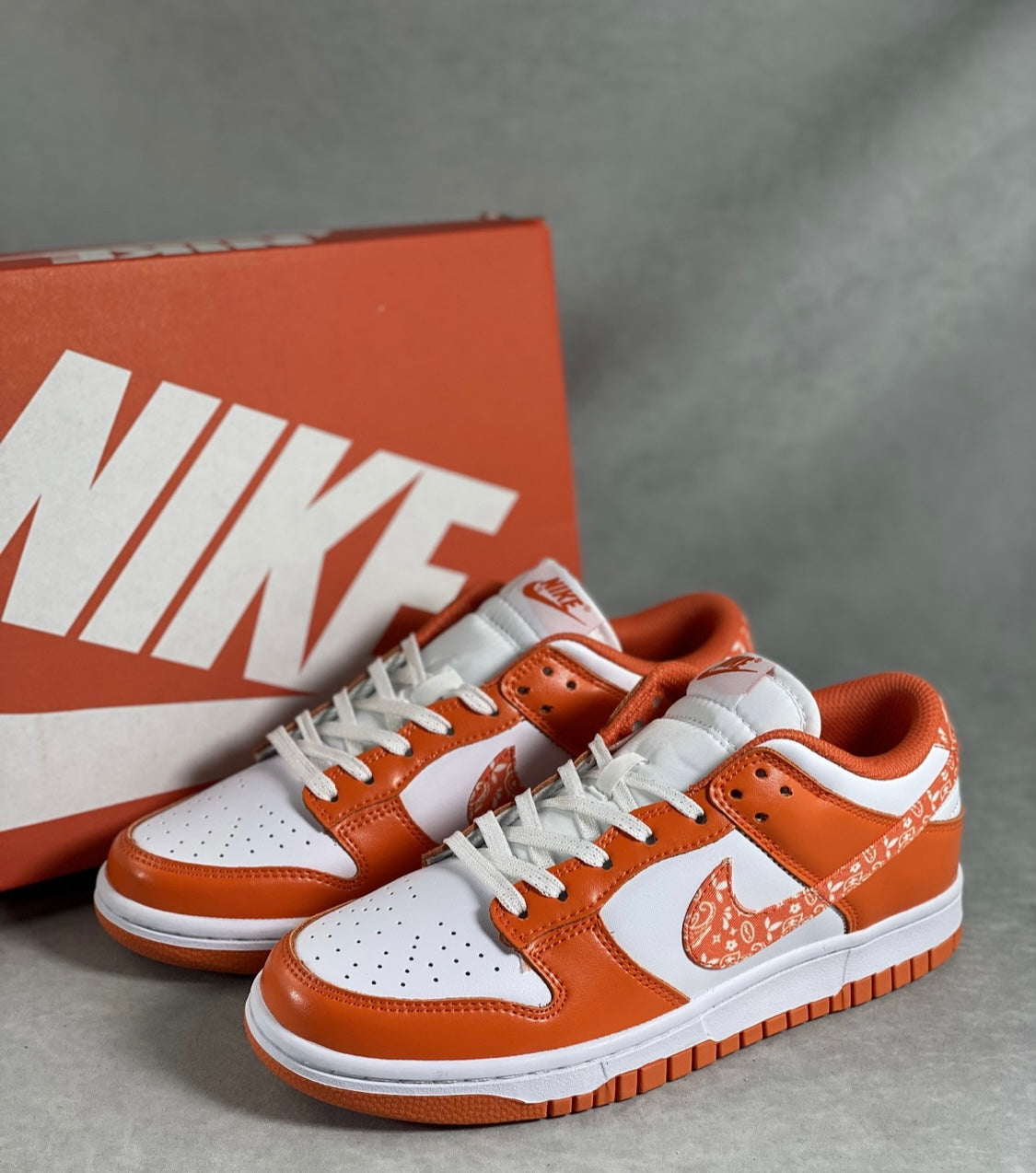 Orange And White Paisley Low Dunks