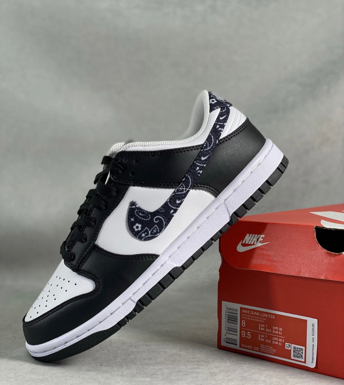 Black And White Paisley  Low Dunks