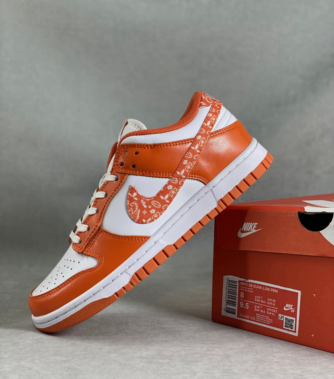 Orange And White Paisley Low Dunks