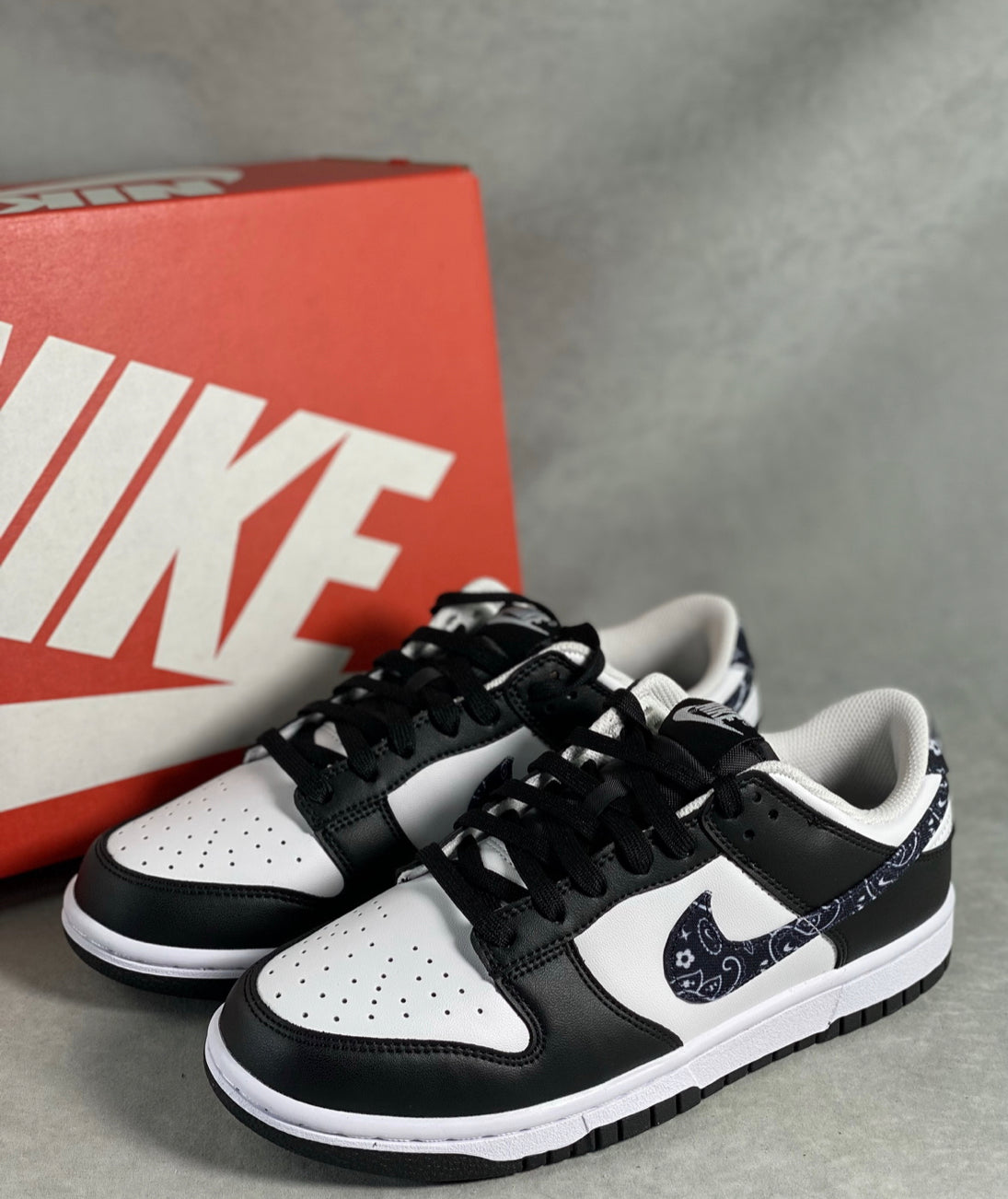 Black And White Paisley  Low Dunks